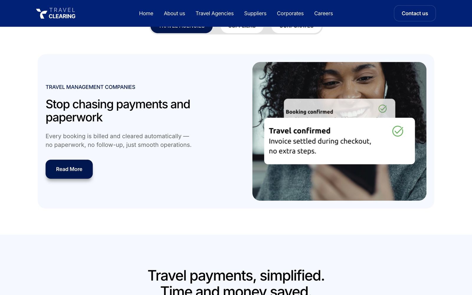 Travel Clearing website, section 2