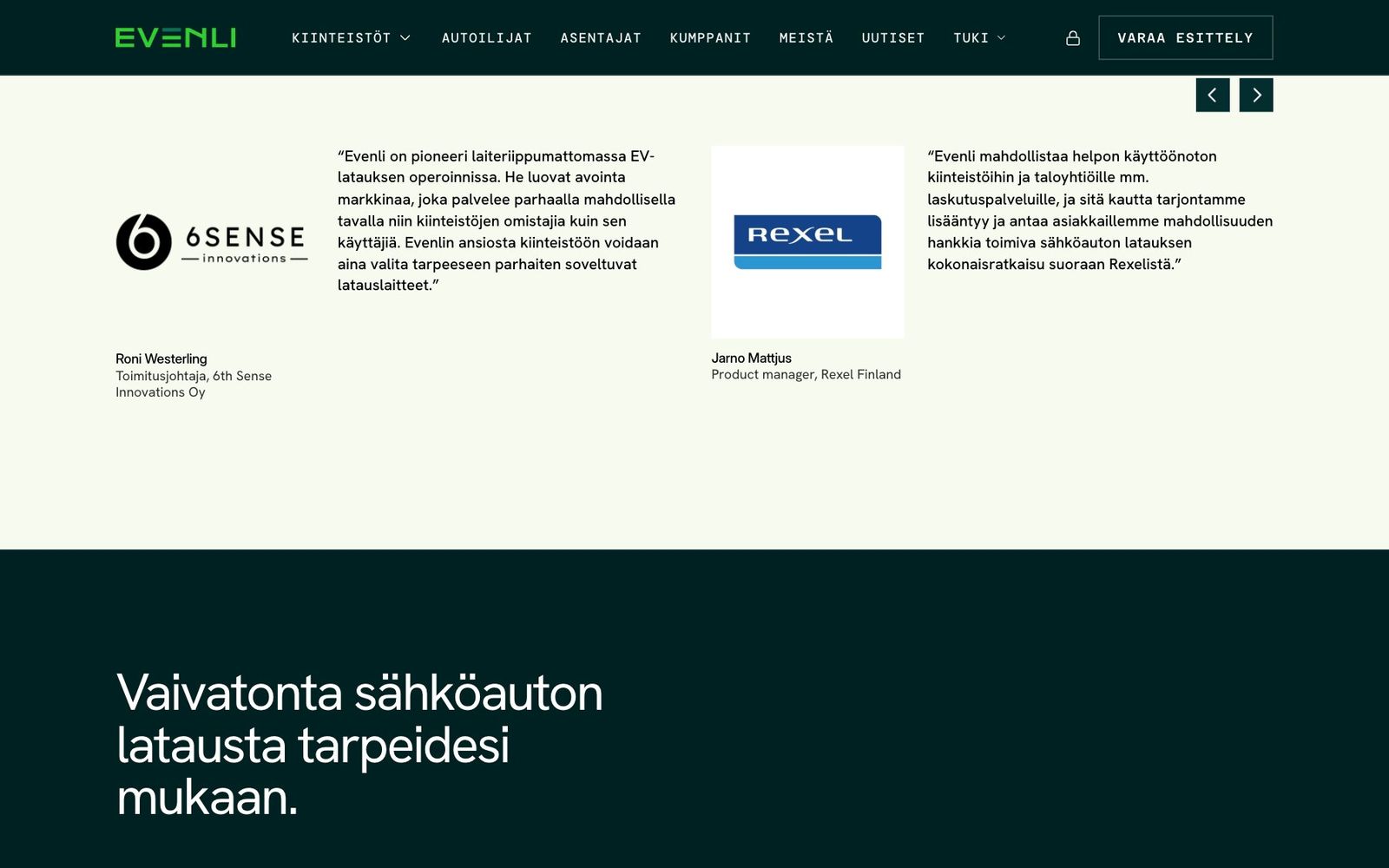 Evenli website, section 3