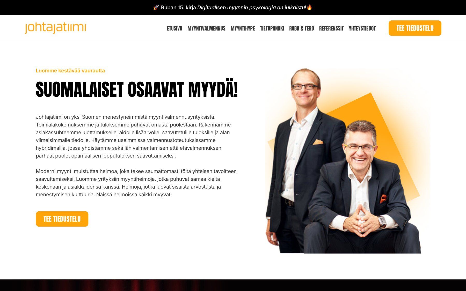 Johtajatiimi website, section 2