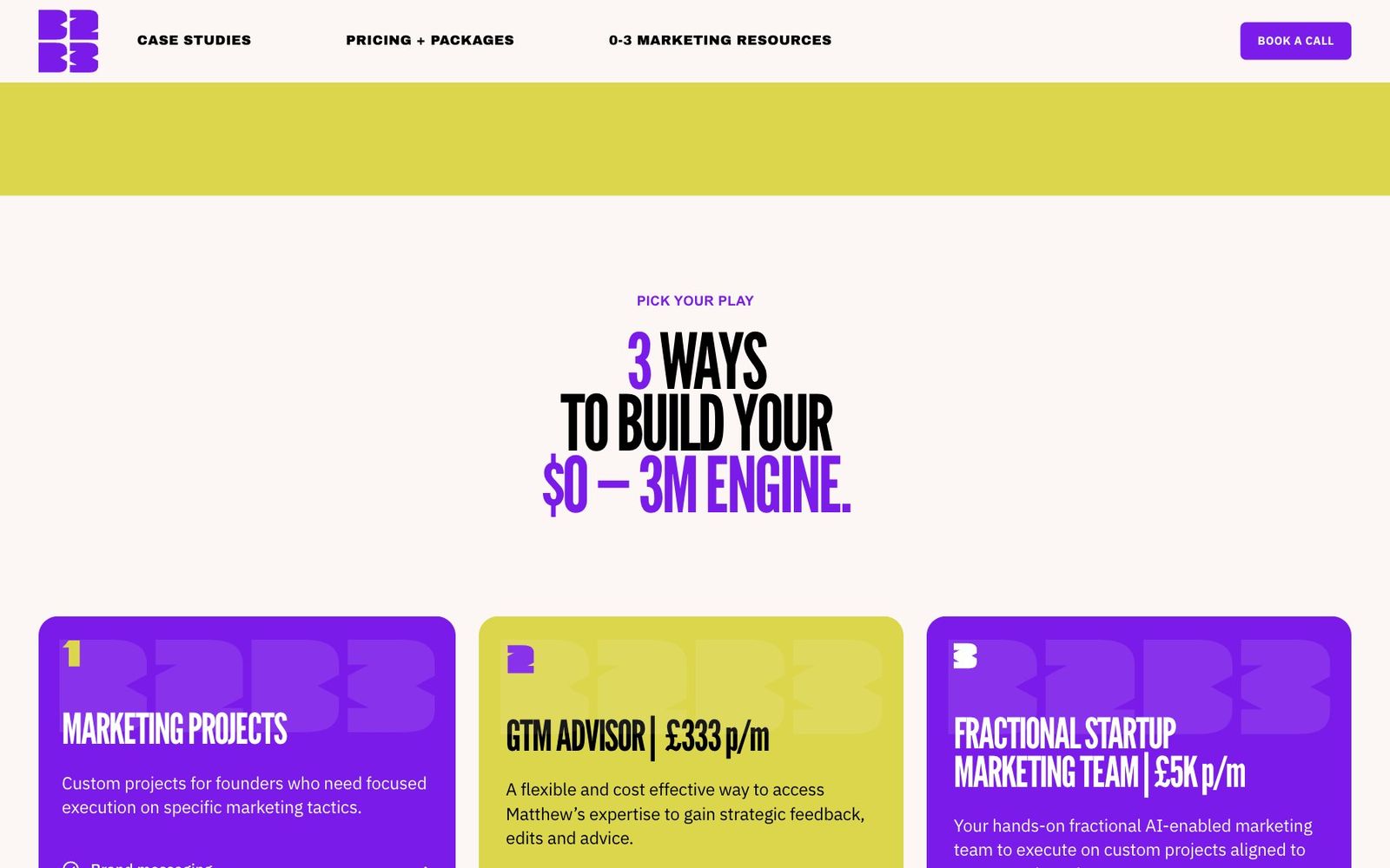 B2B3 website, section 3