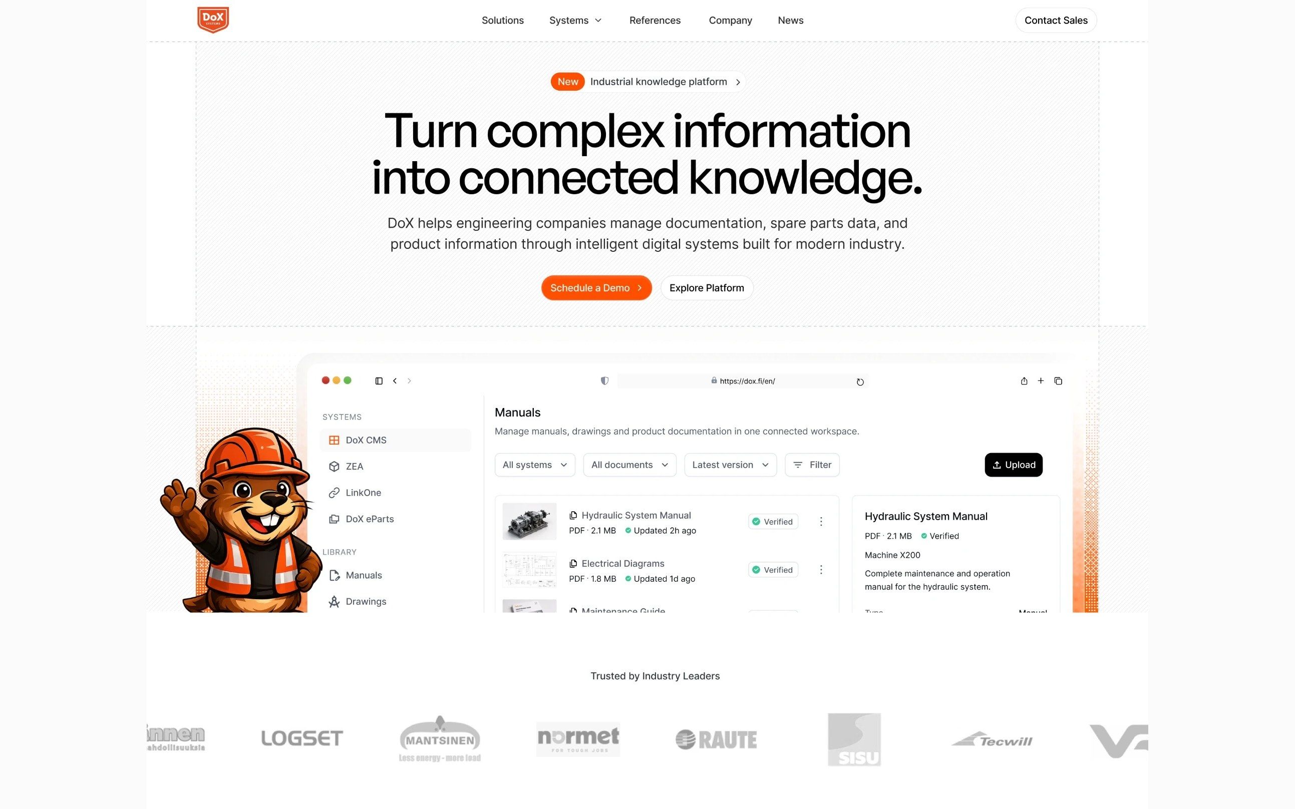 DoX Systems website, section 1
