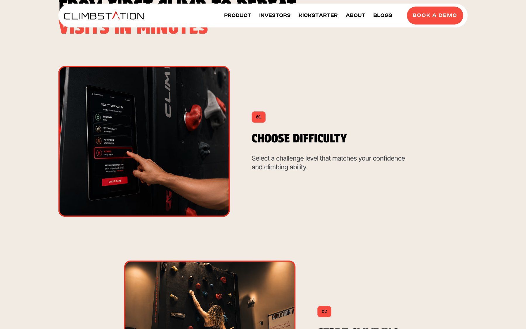 Climbstation website, section 3