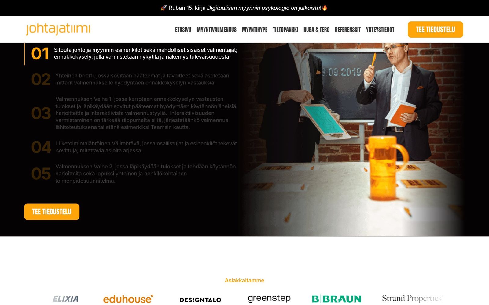 Johtajatiimi website, section 5