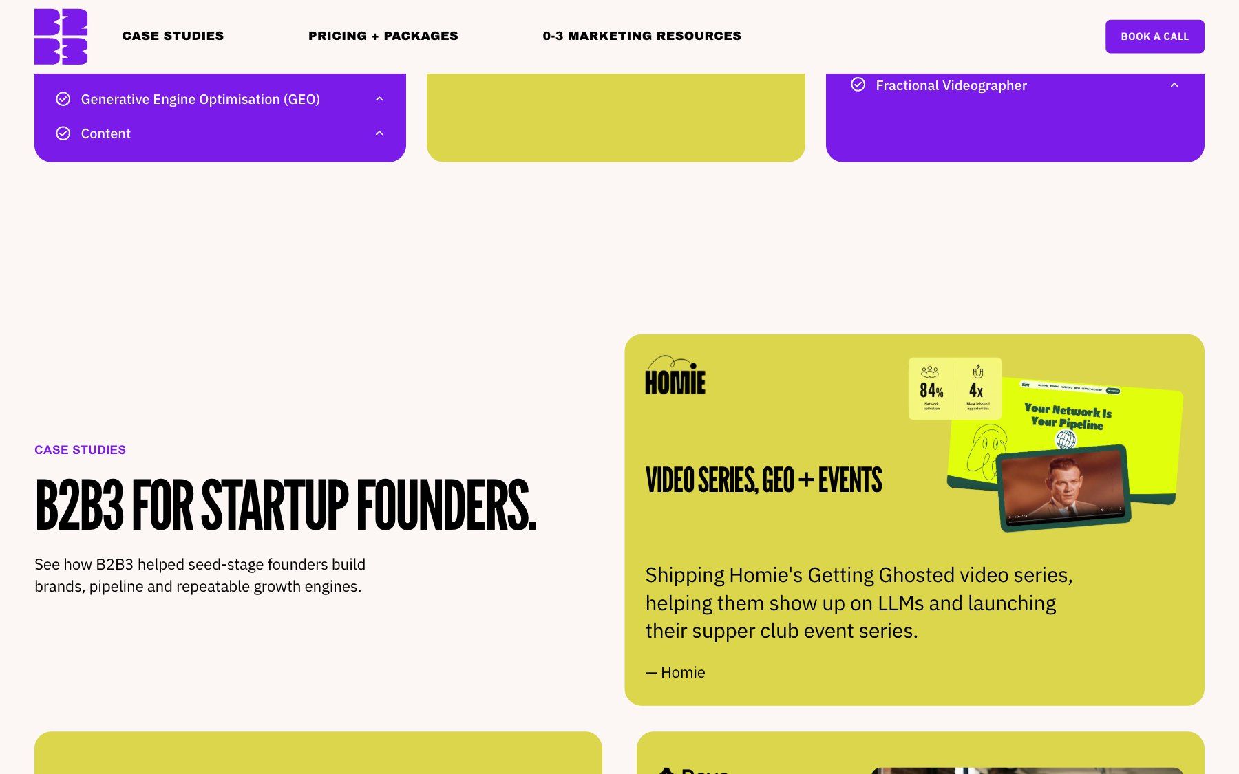 B2B3 website, section 4