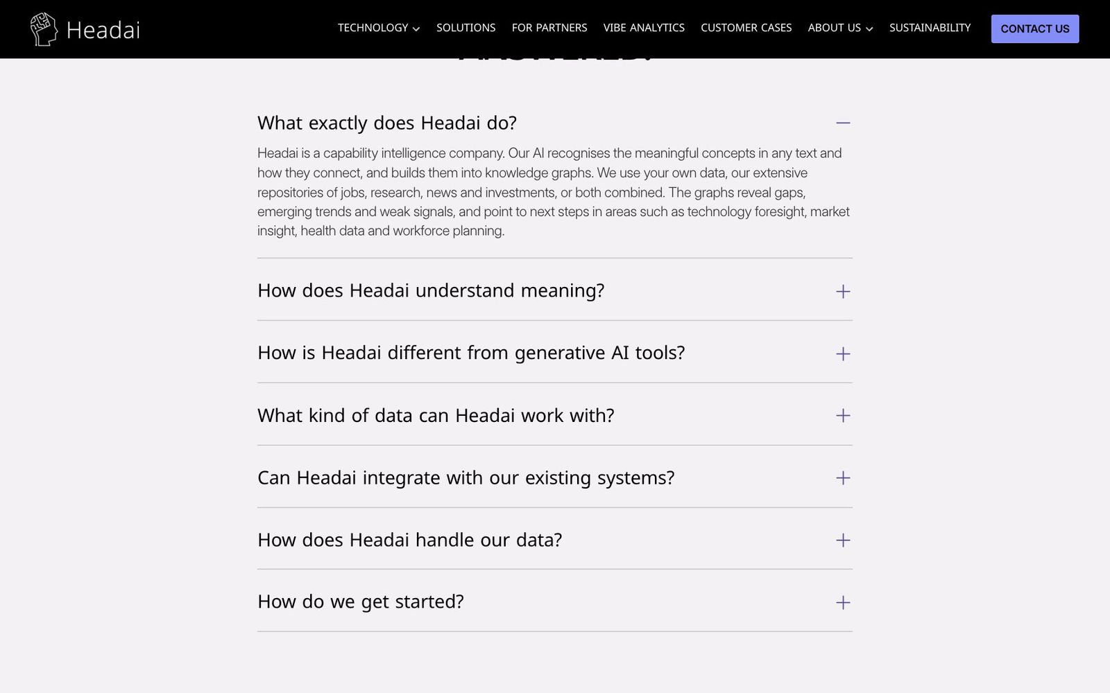 Headai website, section 5