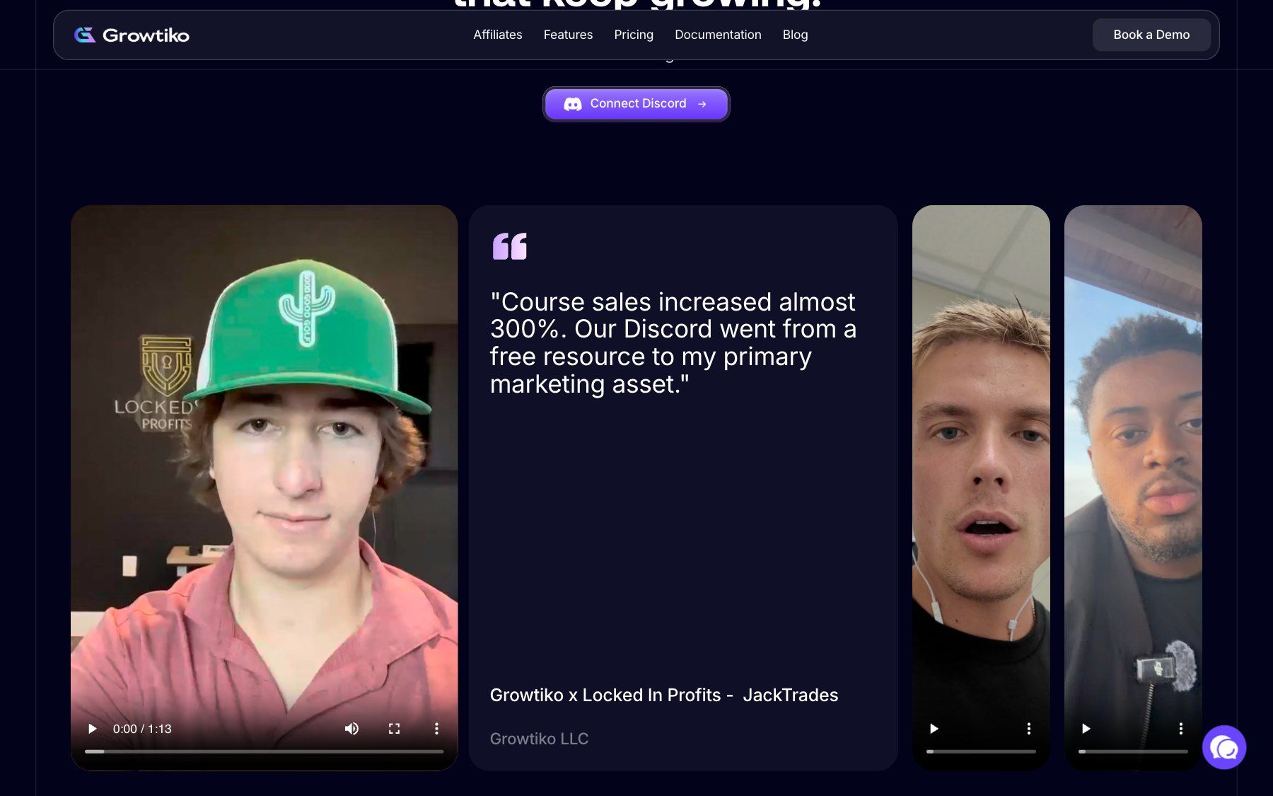 Growtiko website, section 3