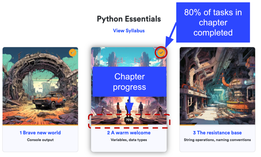 Chapters selection on CodeEasy