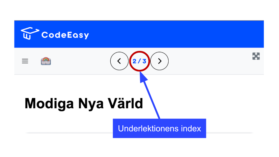 Underlektionens index på CodeEasy