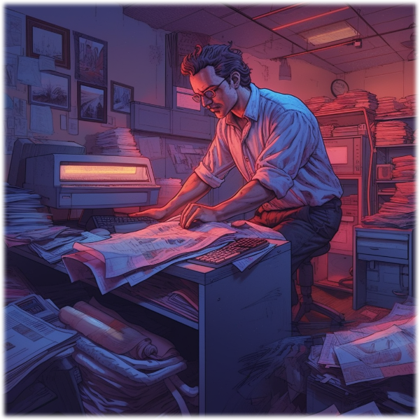 Beautiful color graded detailed drawing of a guy scann