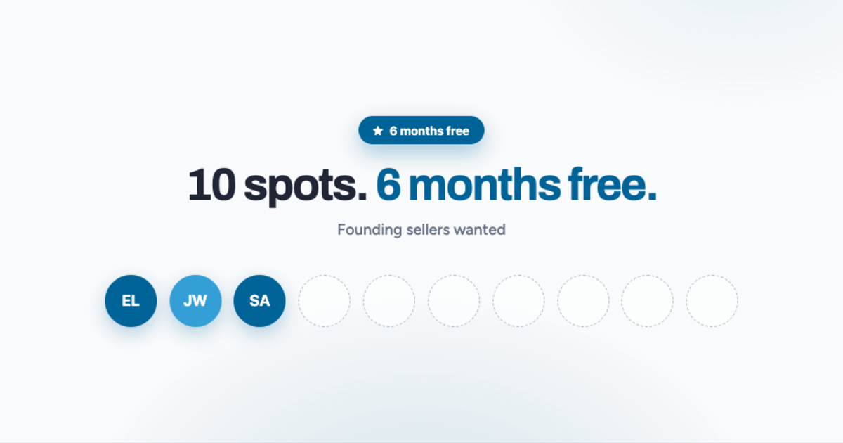 Founding sellers wanted: 10 spots, 6 months of TRNSFR free