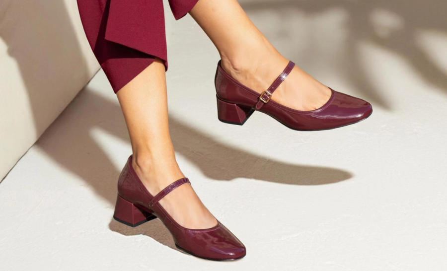 Burgundy block heels