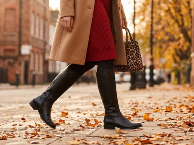 Black boots with red dress