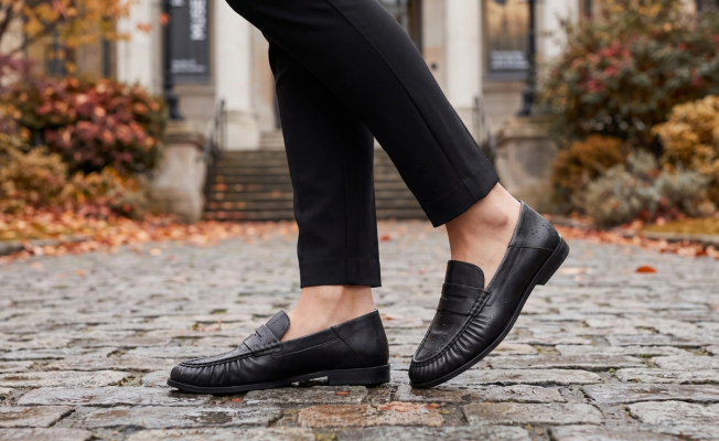 Loafers with ankle-grazer trousers