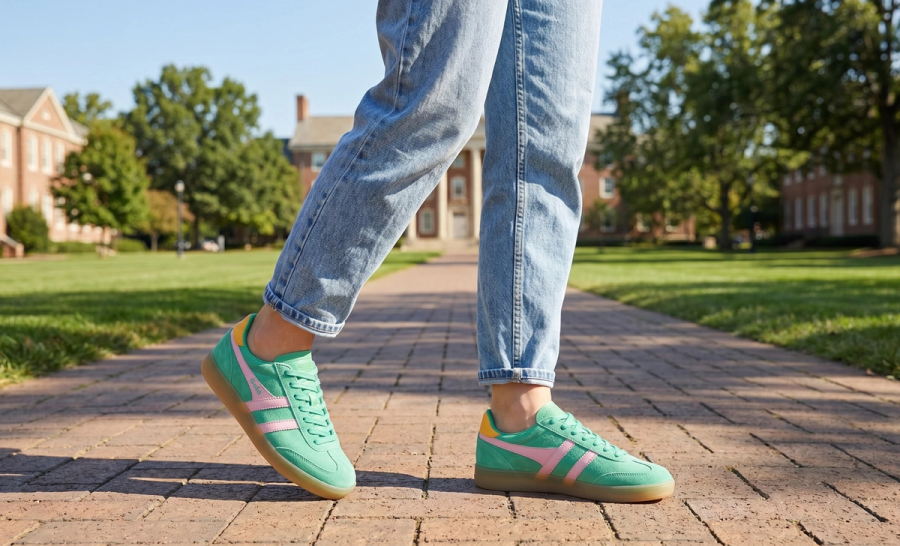 Retro Trainers with Mom Jeans