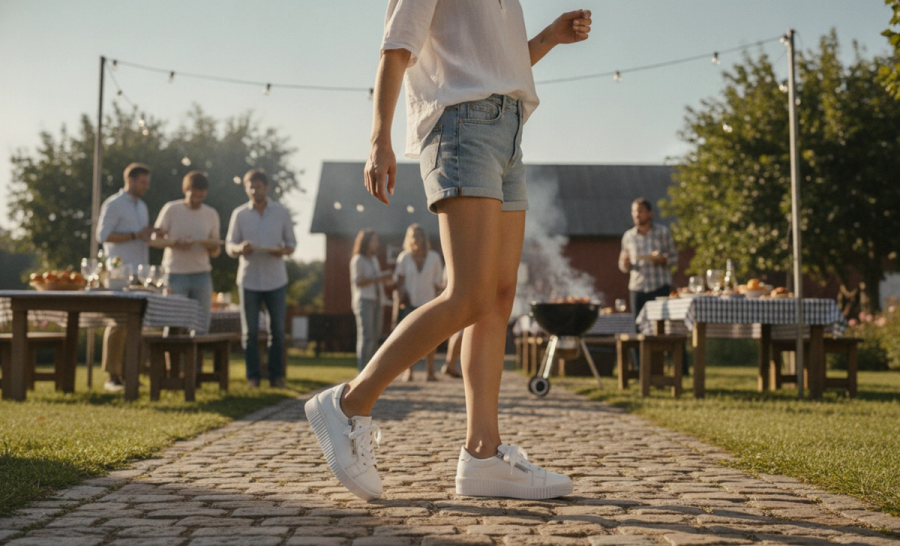 Women's trainers with shorts