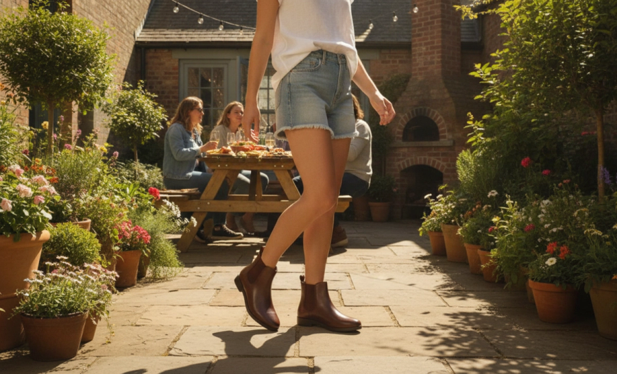 Women's boots with shorts