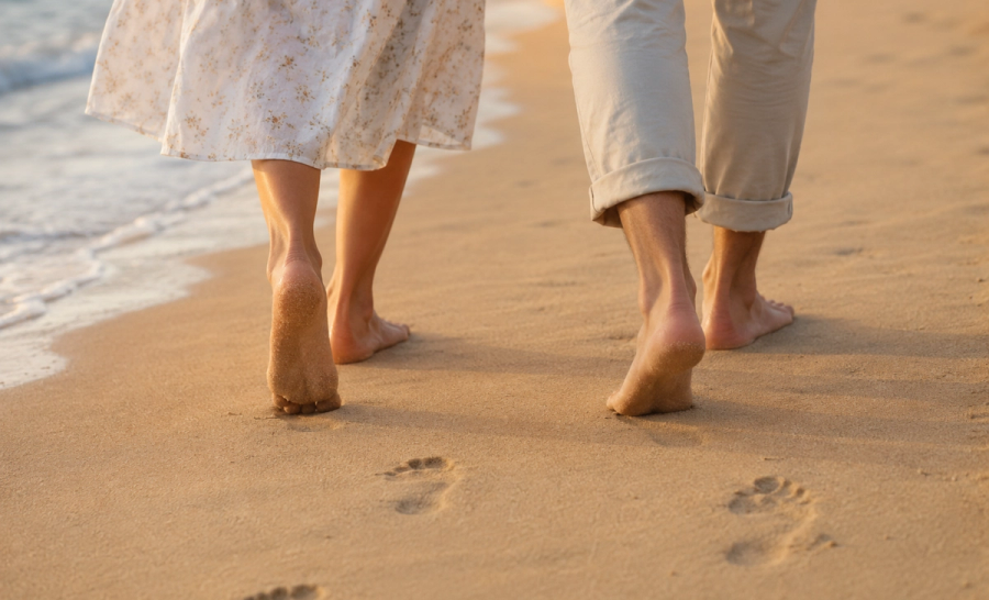 Bare feet on the beach