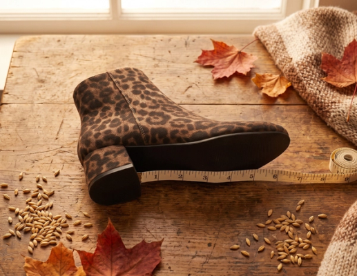 Ankle boot with tape measure and barleycorns