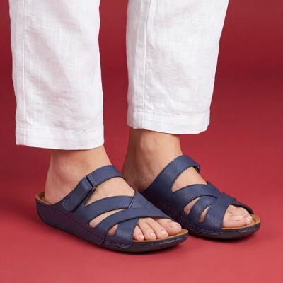 navy sandal mules