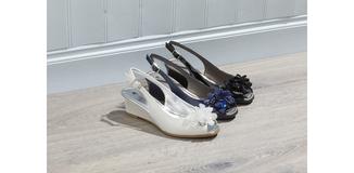 White, Blue, Black Heels