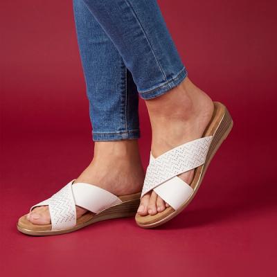white sandal mules