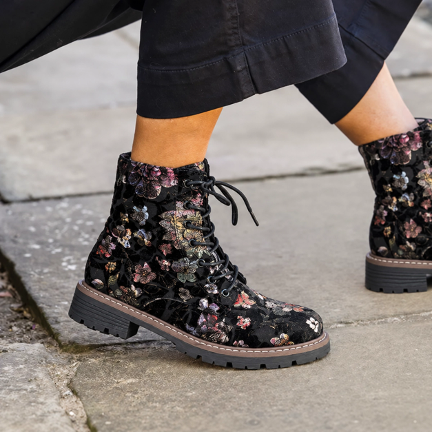floral women ankle boots
