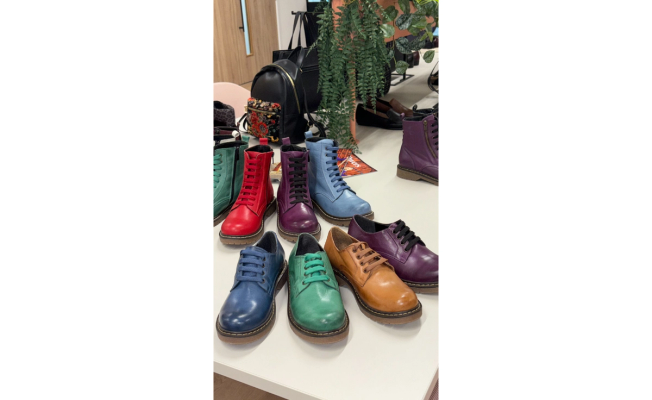 Colourful boots and shoes