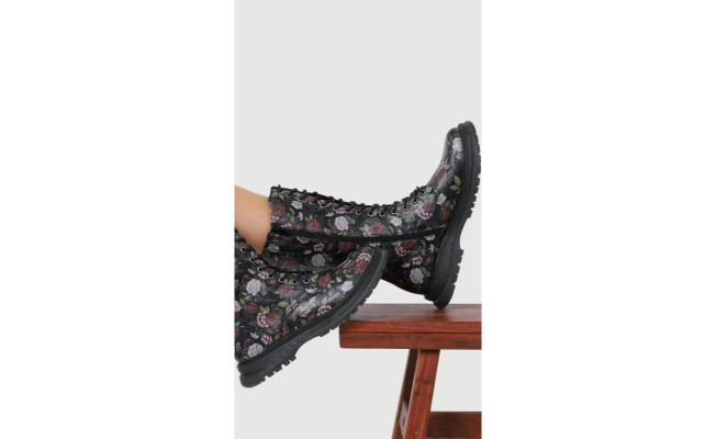 black floral boots