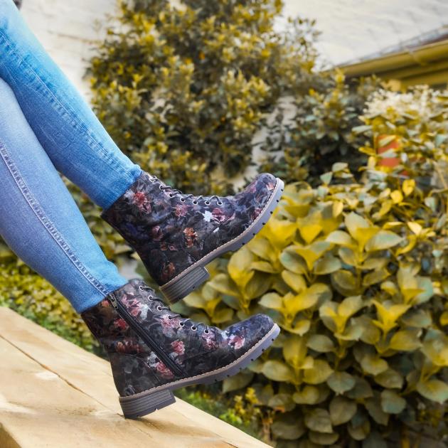 floral biker boots