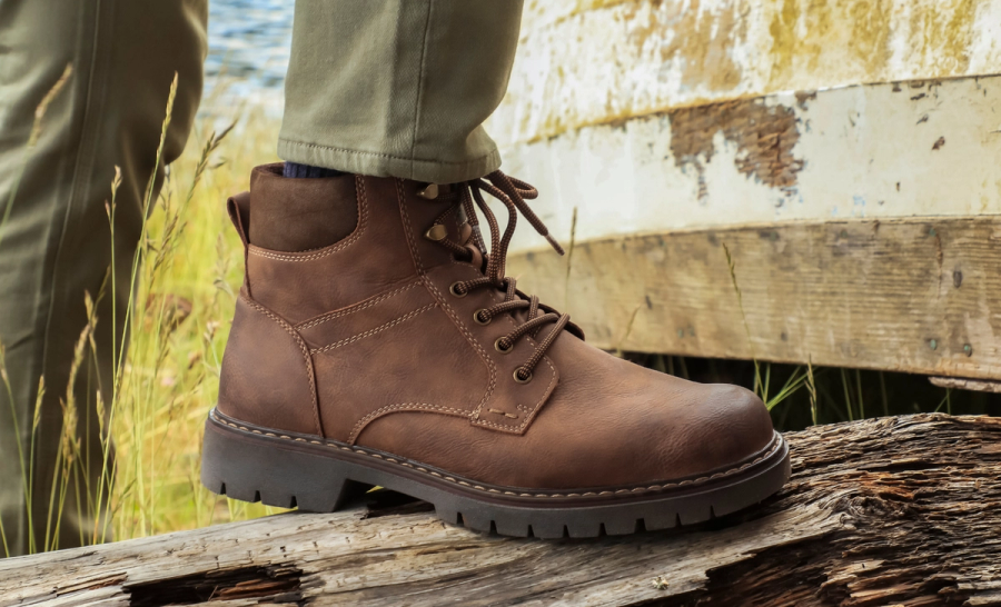 Synthetic Lace Up Boots