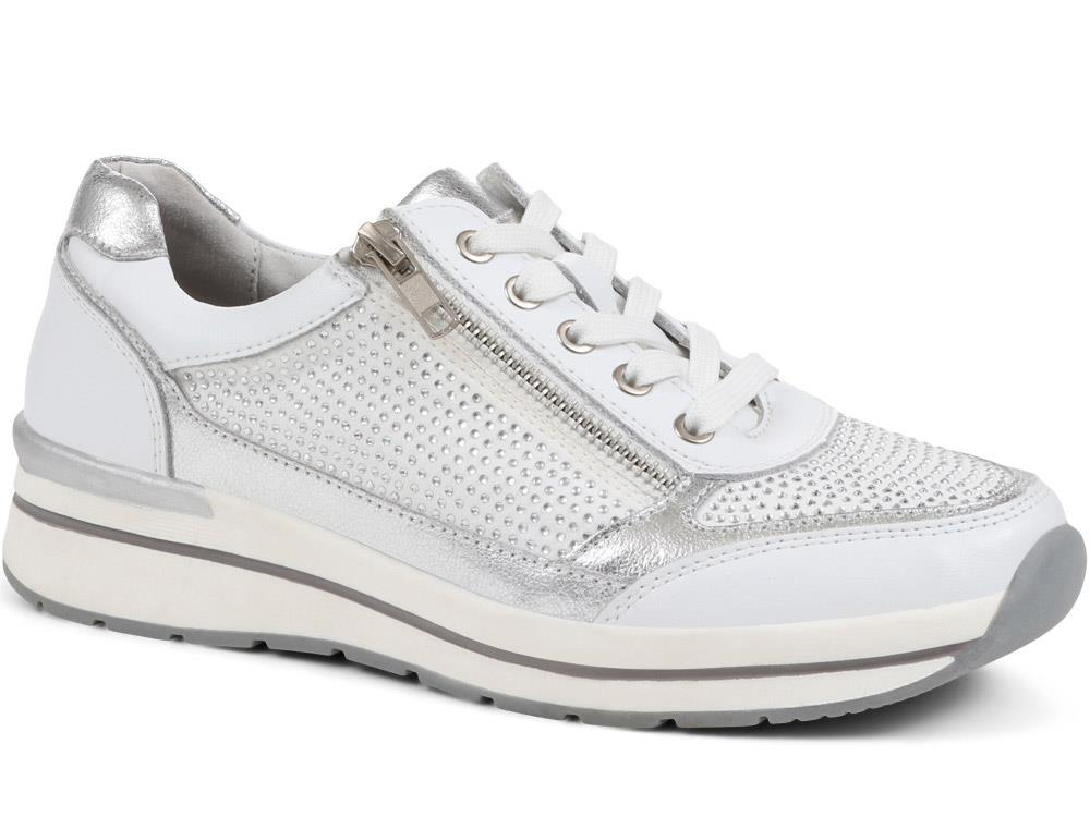 white leather wide fit trainers
