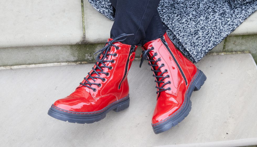 Red patent boots 