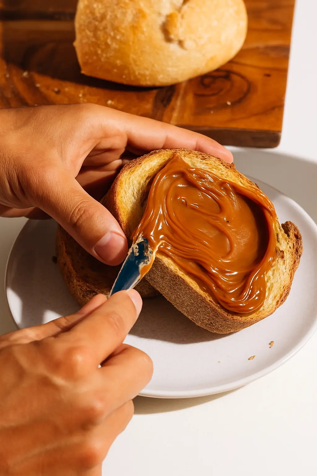 Dulce de leche spread on toast