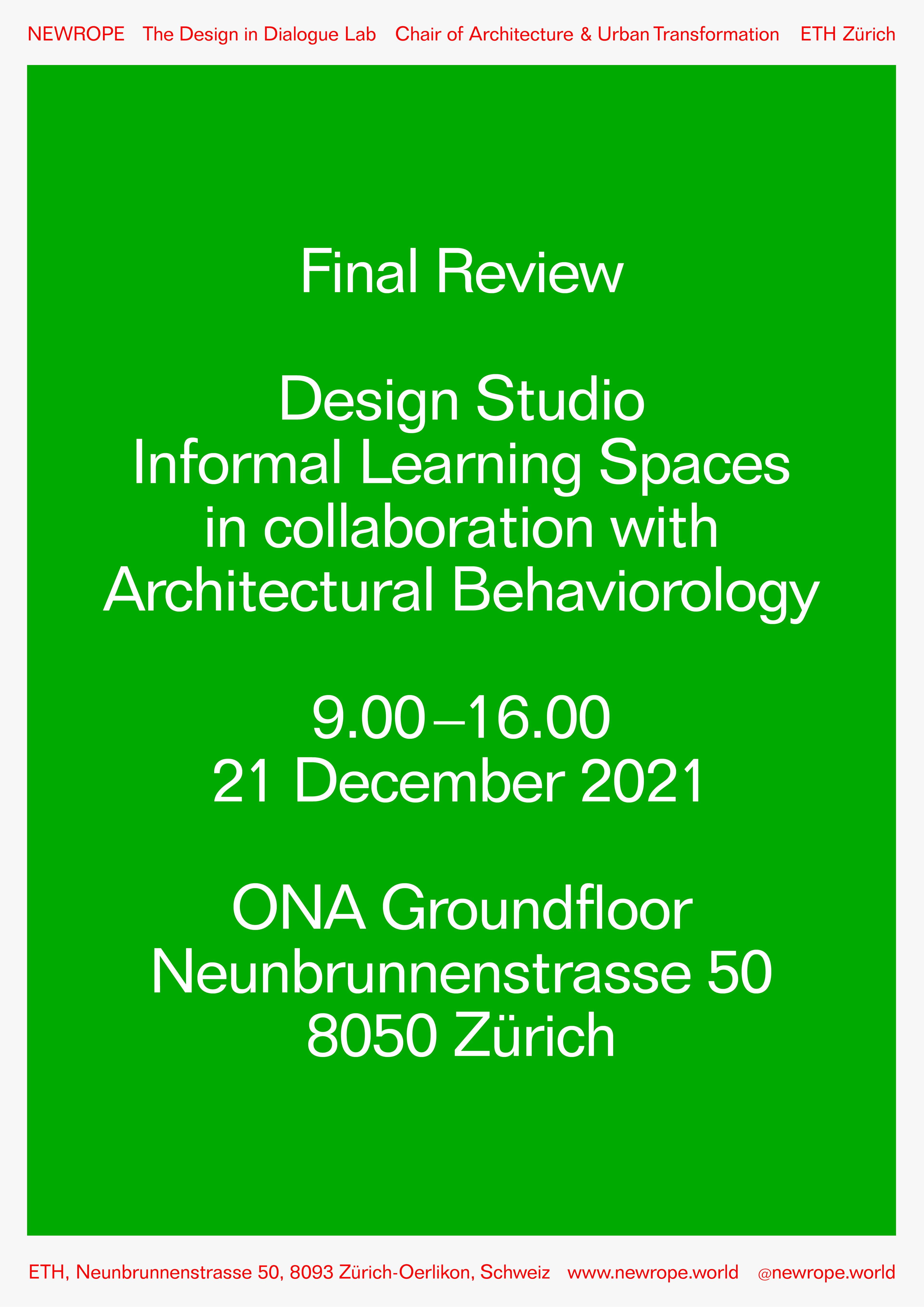 Announcement: Final Review – Studio Informal Learning Spaces 