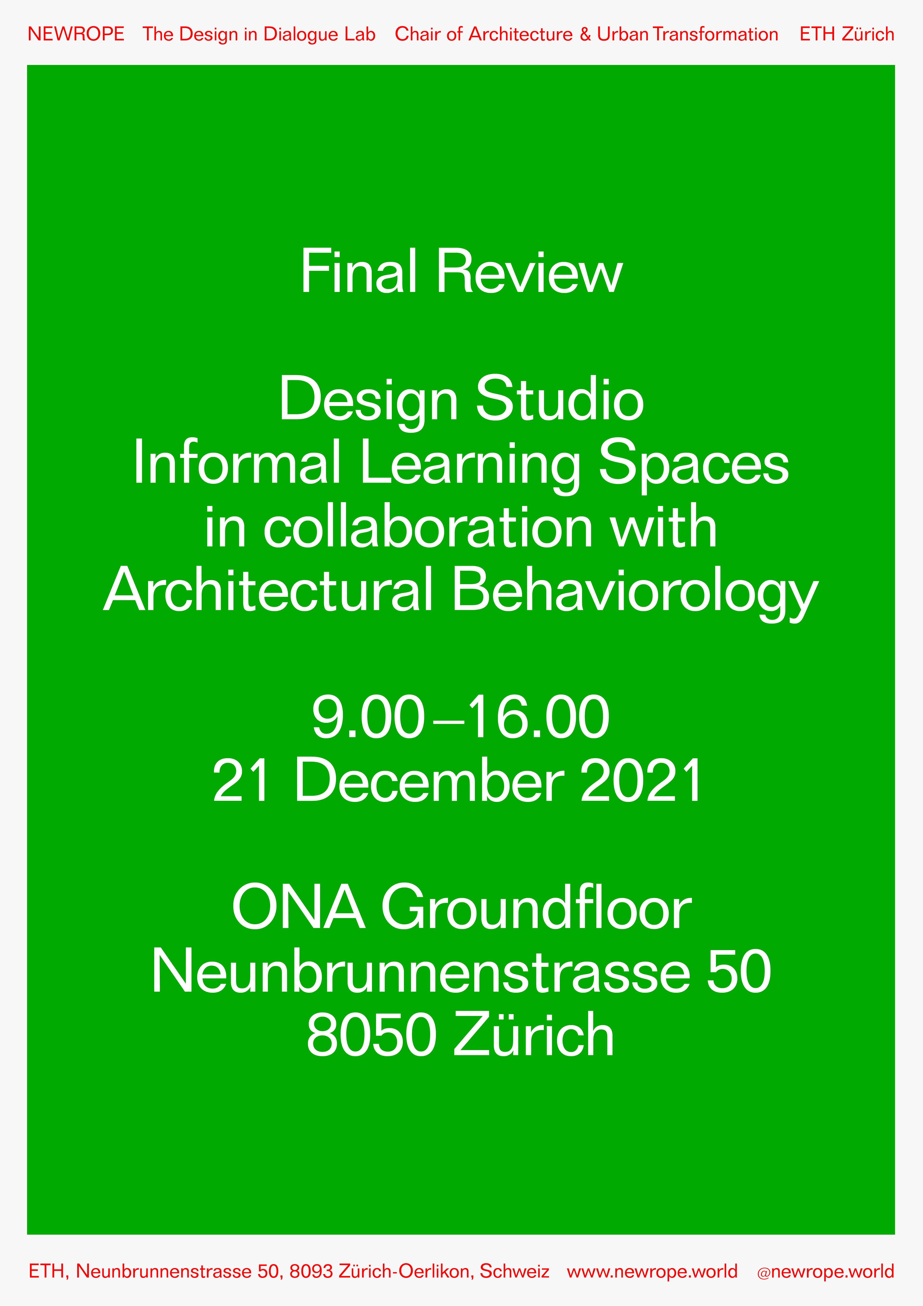 Announcement: Final Review – Studio Informal Learning Spaces