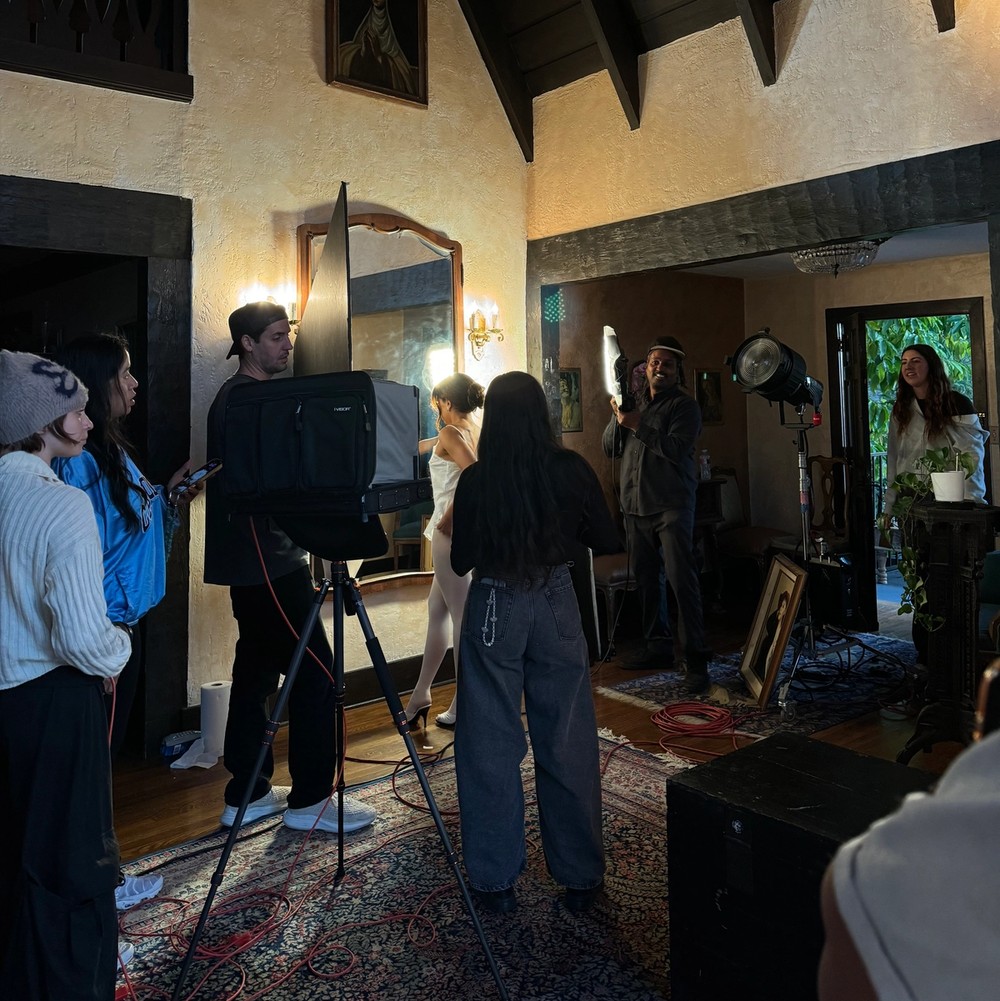 The crew prepares for the mirror setup