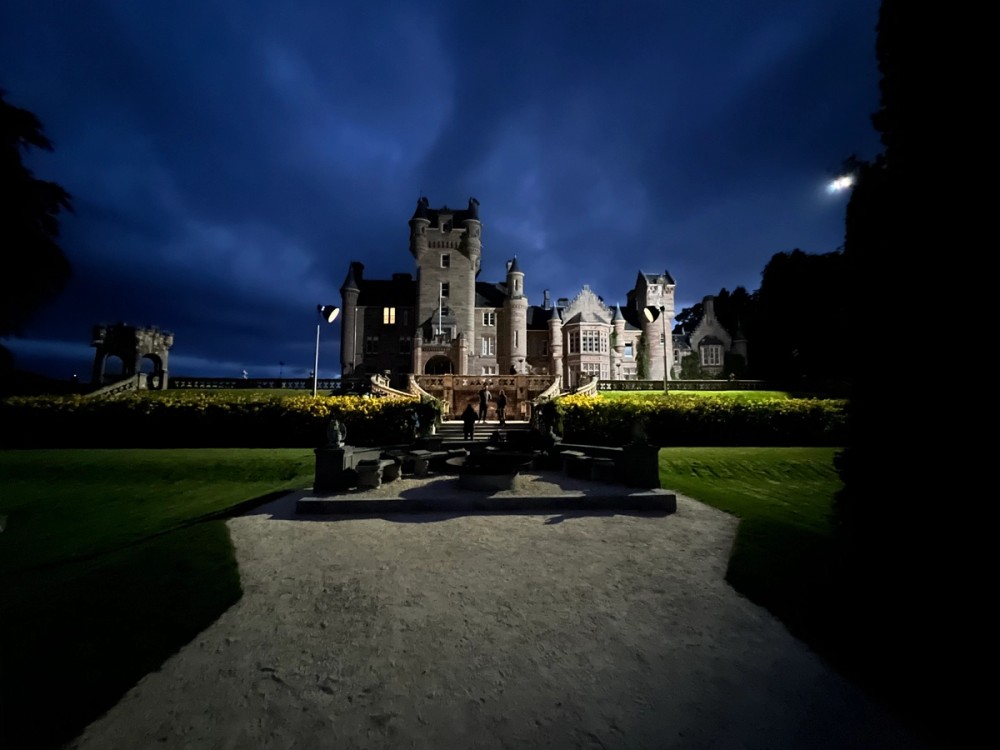 The castle exterior moonlight wash from the Light Storm 1200d Pro array