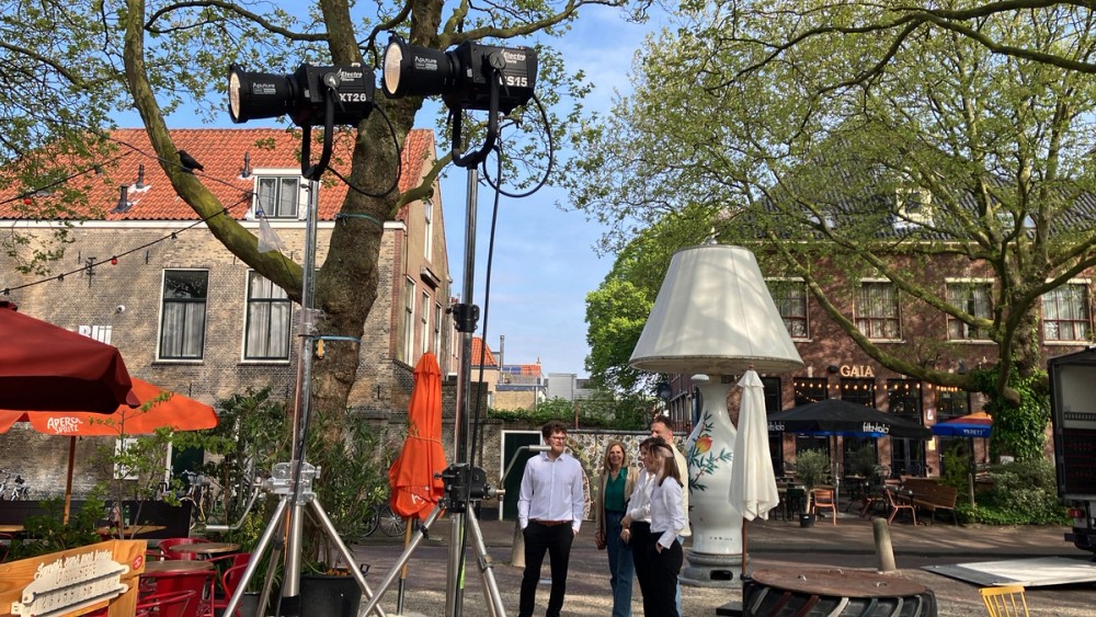 Aputure Electro Storm XT26 and CS15 behind the scene at the hang-out