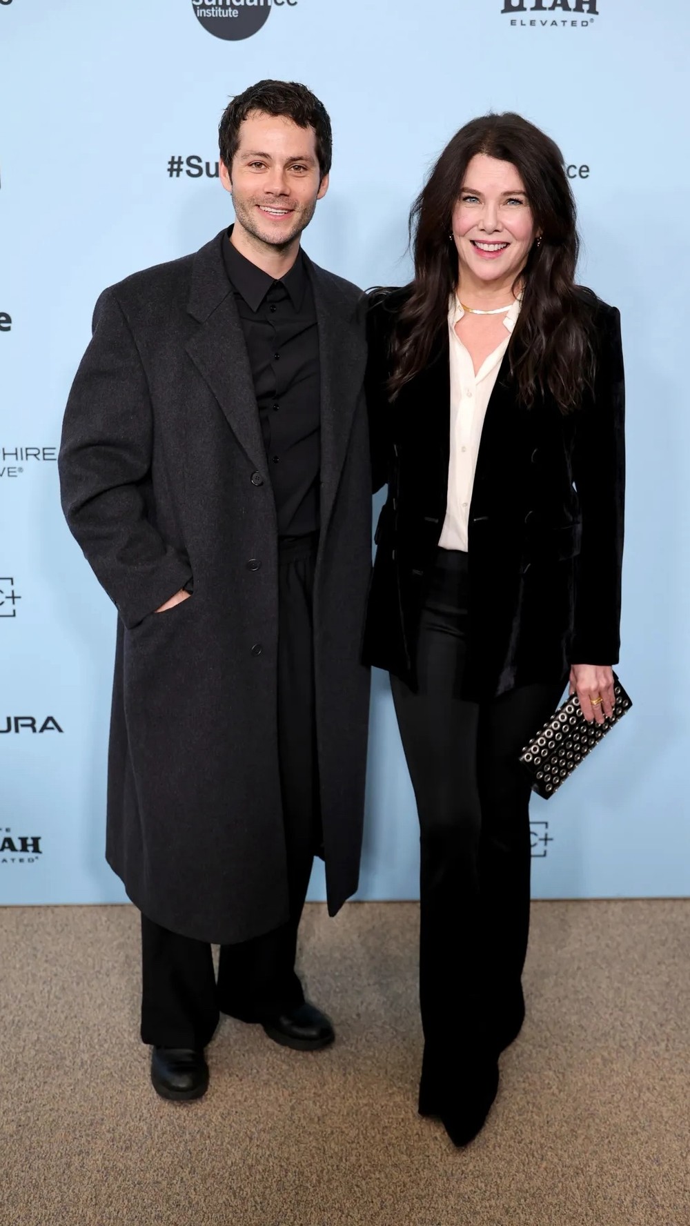 Dylan O’Brien and Lauren Graham at the Eccles press line for the debut of Twinless
