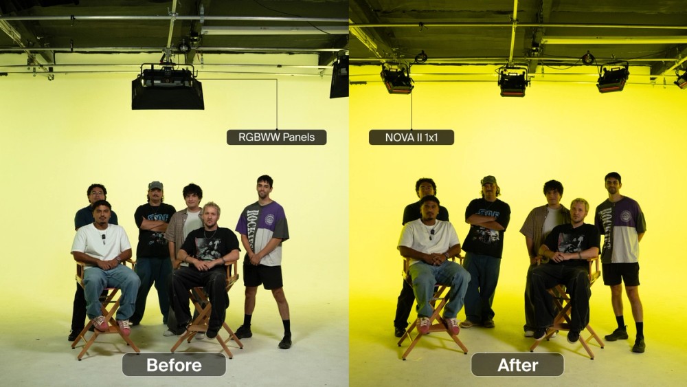 The Pinkbox team tests the lighting on their upgraded cyc
