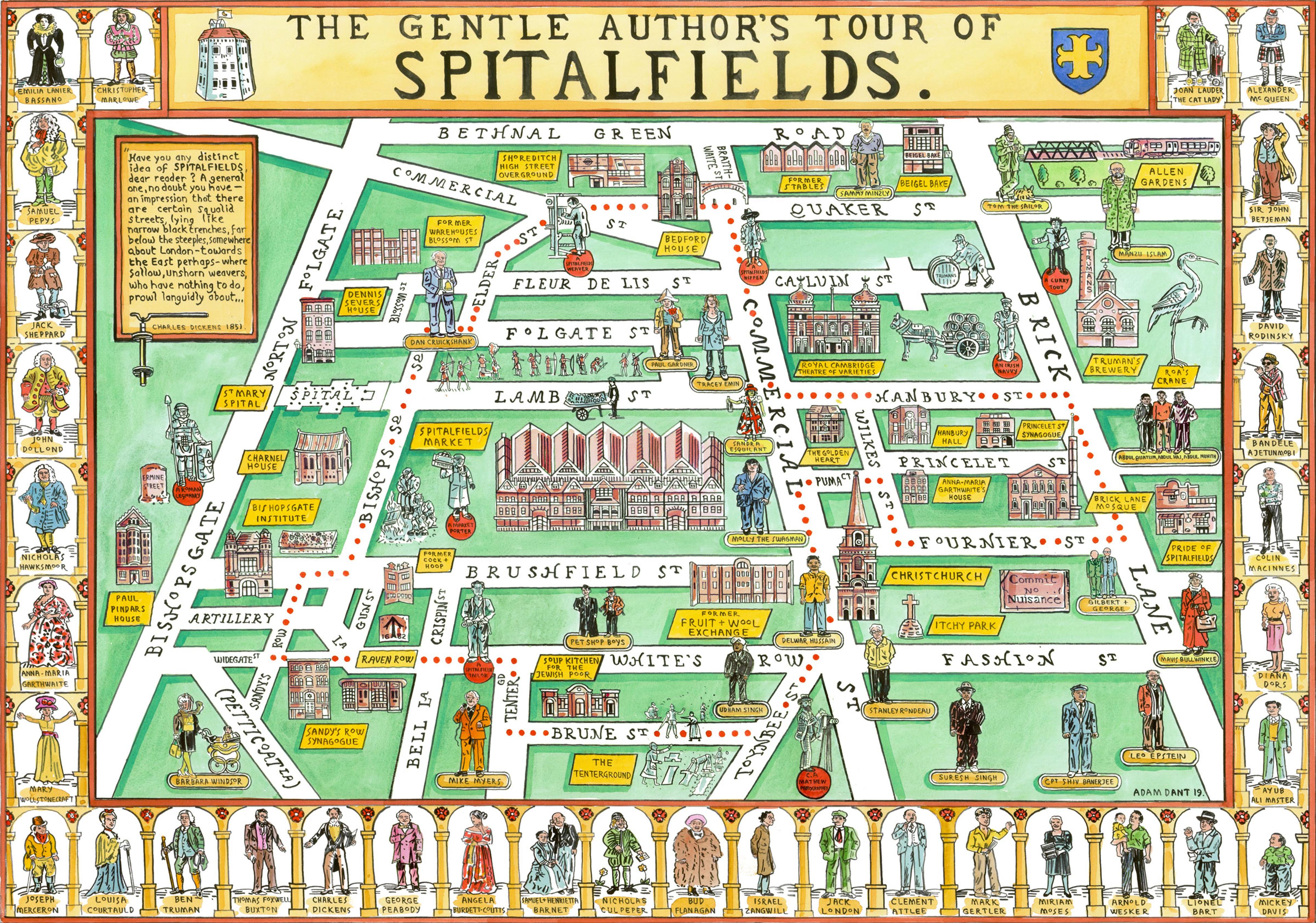 The Gentle Author's Tour of Spitalfields map drawing