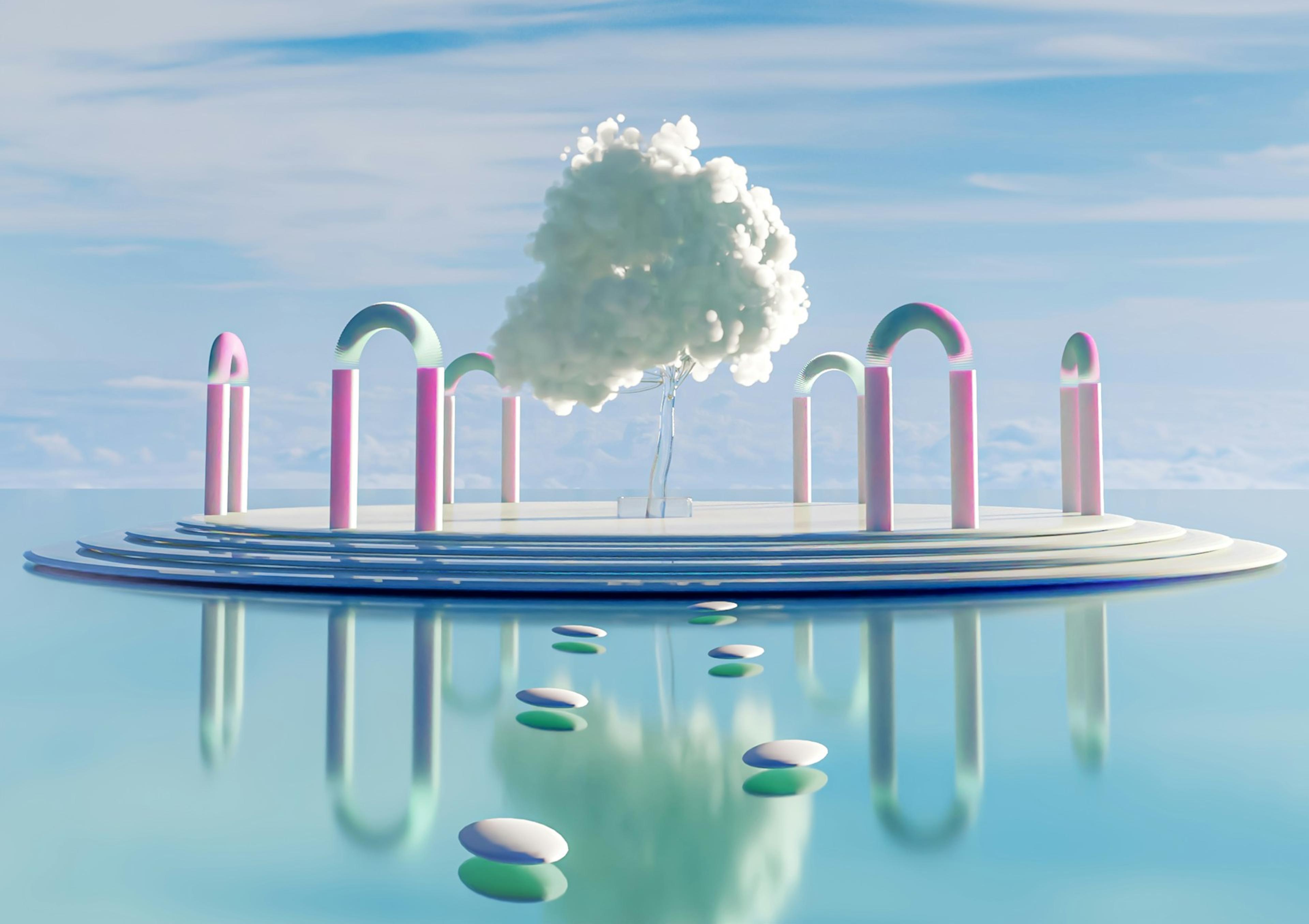 Abstract cloud on water