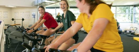 Students work on their cardio in our fitness center.
