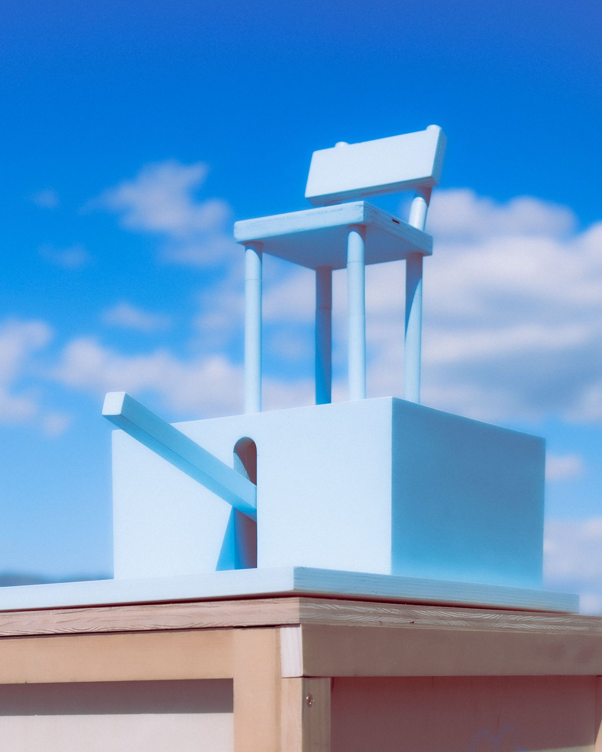 Push-toy wooden chair, painted baby blue.