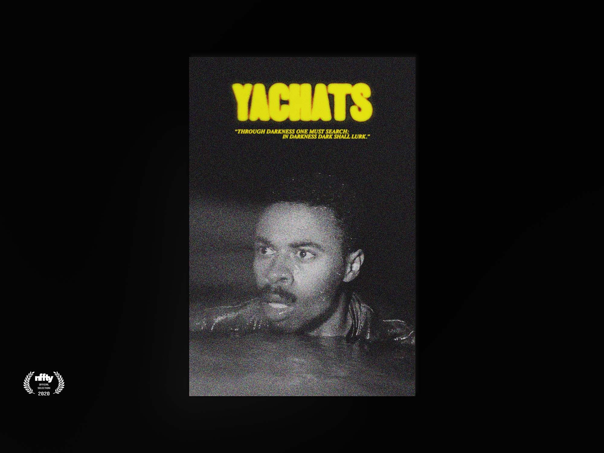 Yachats Film Poster, figure staring into the distance submerged to the neck in water