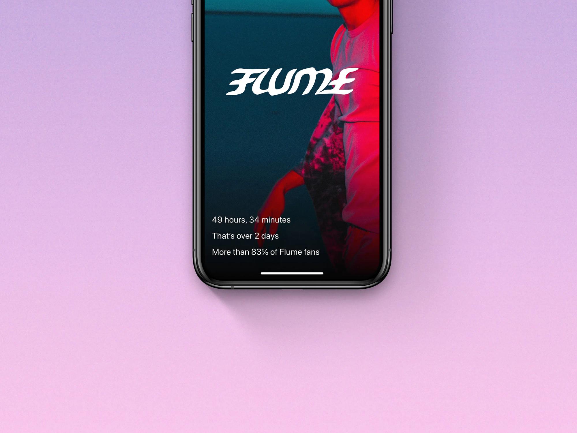 iPhone showing music artist Flume, with personalized listening statistics