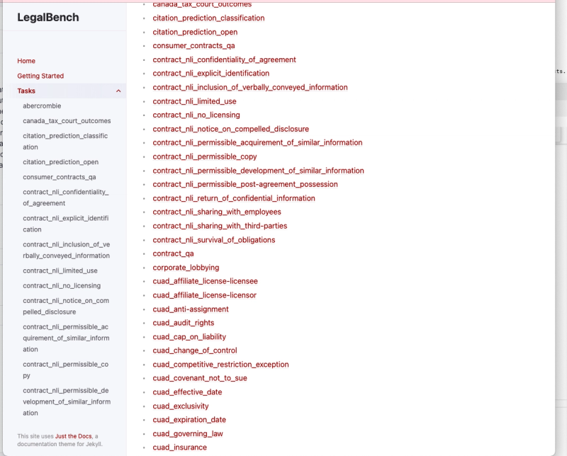 LegalBench benchmark tasks