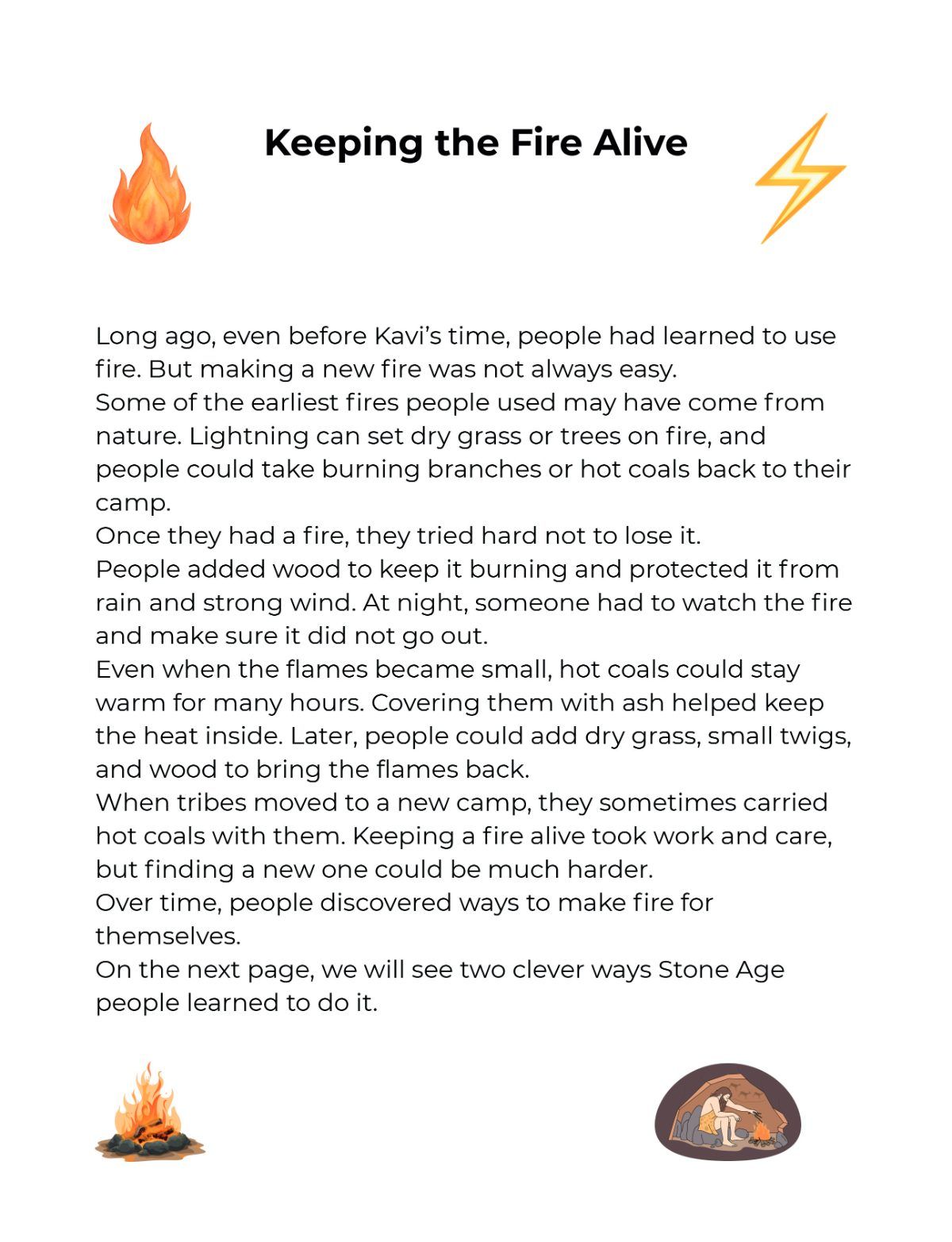 Kavi's Stone Age Adventures Booklet Level 3 — sample page