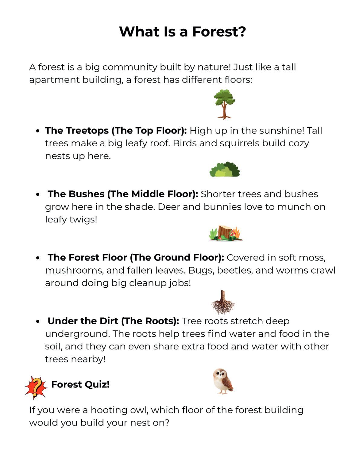 Maya and the Forest Friends Booklet Level 1 — sample page