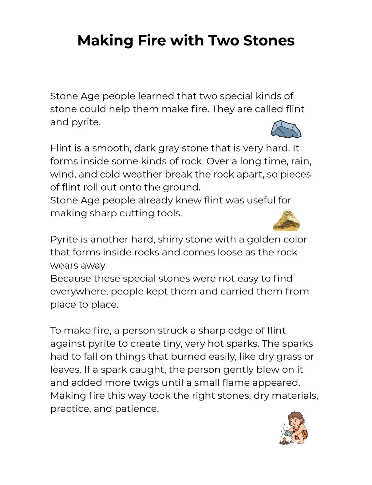 Kavi's Stone Age Adventures Booklet Level 3 — sample page